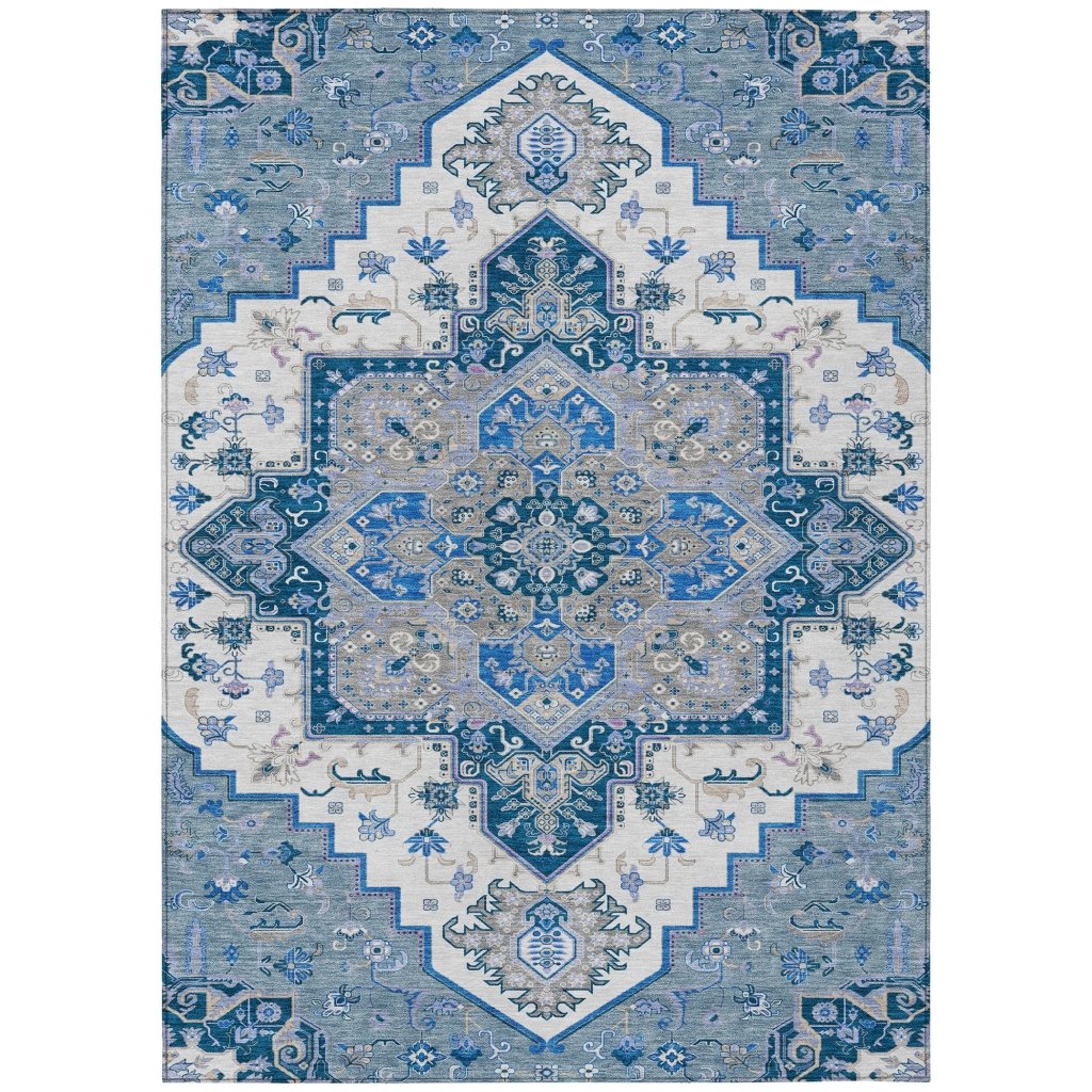 LOOMLAN Rugs Bellaya Blue Washable Indoor-Outdoor Rug