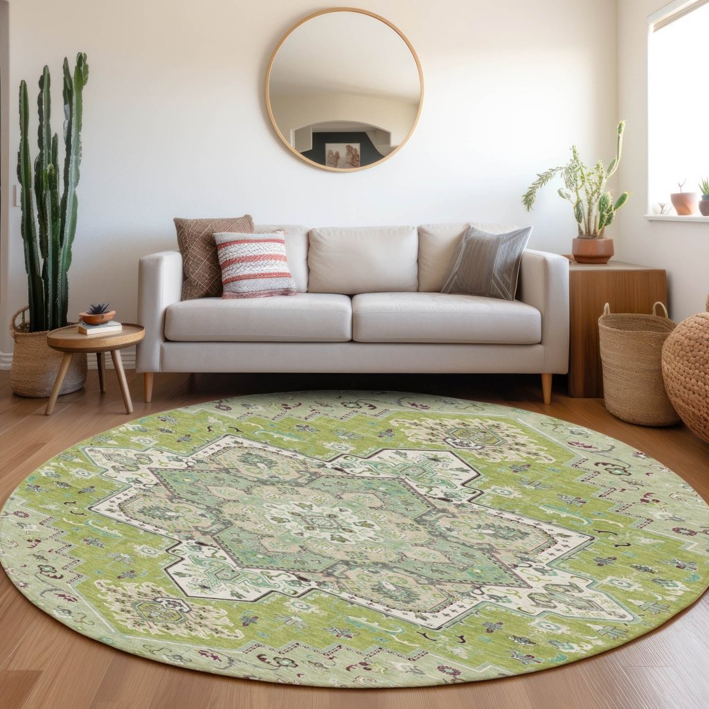LOOMLAN Rugs Bellaya Green Washable Indoor-Outdoor Rug