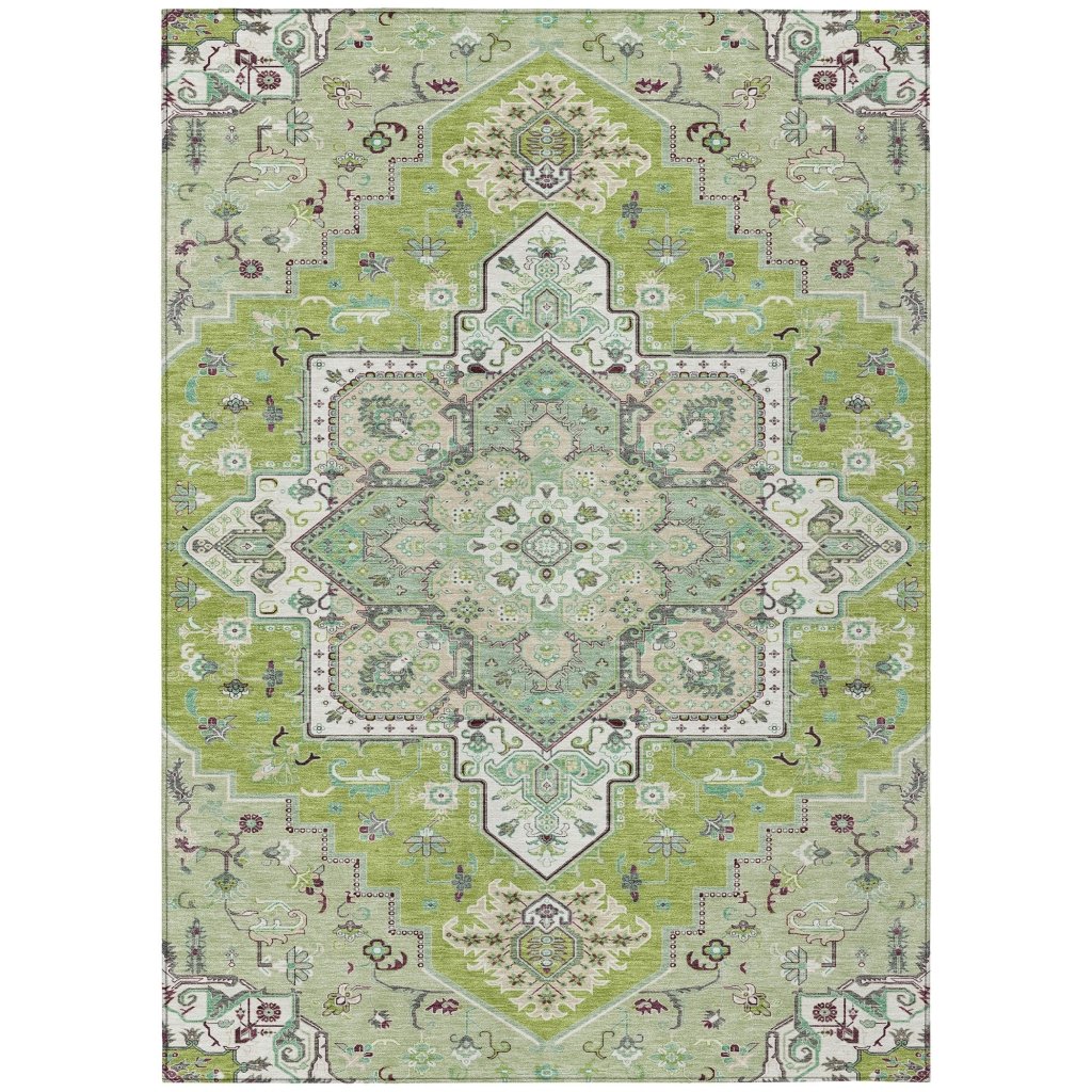 LOOMLAN Rugs Bellaya Green Washable Indoor-Outdoor Rug