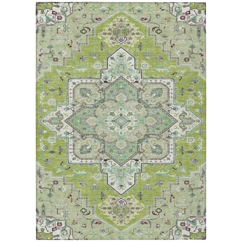 LOOMLAN Rugs Bellaya Green Washable Indoor-Outdoor Rug