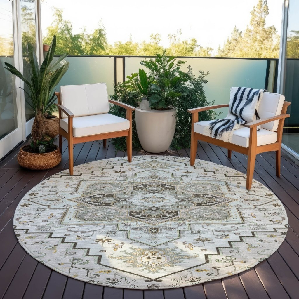 LOOMLAN Rugs Bellaya Ivory Washable Indoor-Outdoor Rug