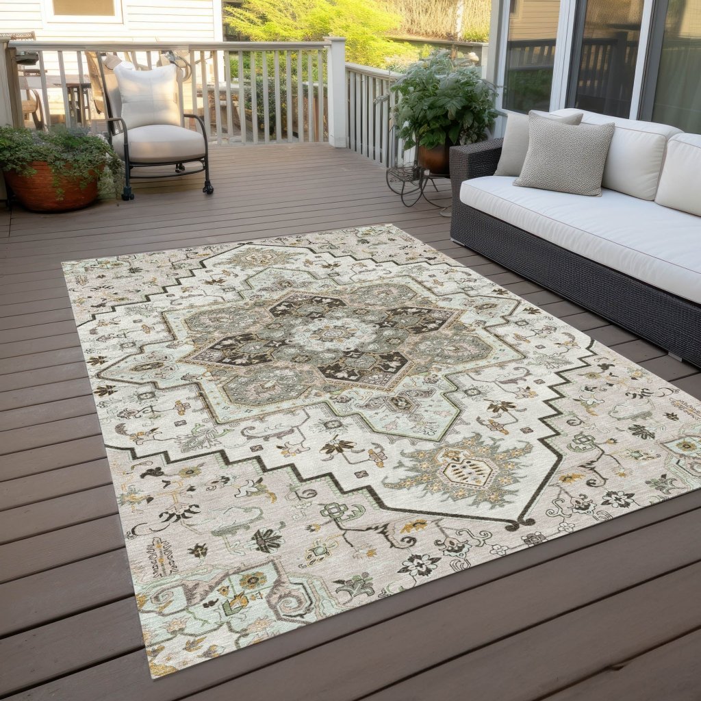 LOOMLAN Rugs Bellaya Ivory Washable Indoor-Outdoor Rug