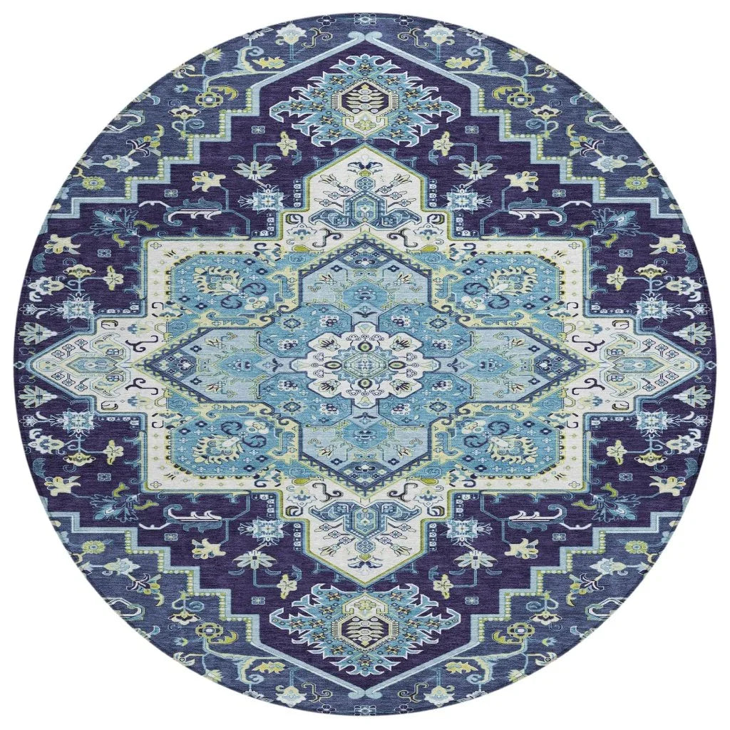 LOOMLAN Rugs Bellaya Navy Washable Indoor-Outdoor Rug