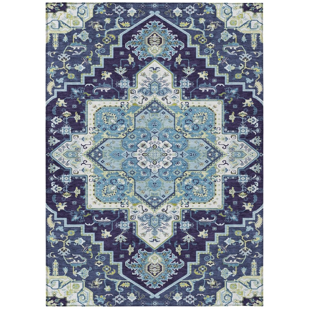 LOOMLAN Rugs Bellaya Navy Washable Indoor-Outdoor Rug