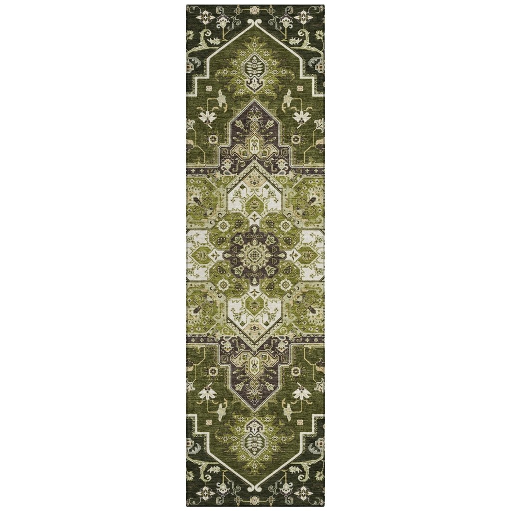 LOOMLAN Rugs Bellaya Olive Washable Indoor-Outdoor Rug