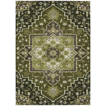 LOOMLAN Rugs Bellaya Olive Washable Indoor-Outdoor Rug