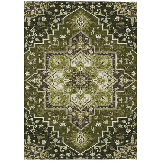LOOMLAN Rugs Bellaya Olive Washable Indoor-Outdoor Rug