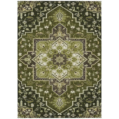LOOMLAN Rugs Bellaya Olive Washable Indoor-Outdoor Rug