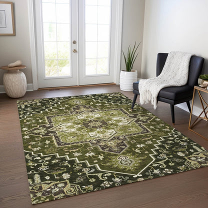 LOOMLAN Rugs Bellaya Olive Washable Indoor-Outdoor Rug