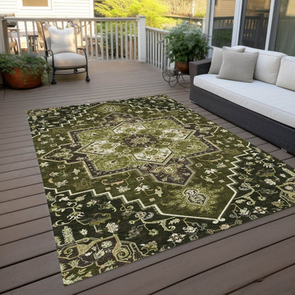 LOOMLAN Rugs Bellaya Olive Washable Indoor-Outdoor Rug