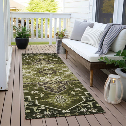 LOOMLAN Rugs Bellaya Olive Washable Indoor-Outdoor Rug