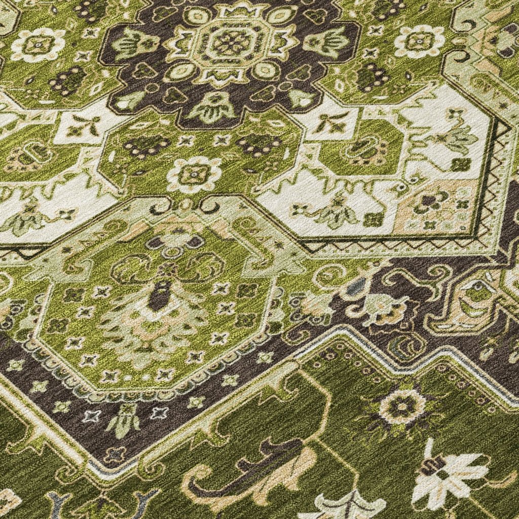 LOOMLAN Rugs Bellaya Olive Washable Indoor-Outdoor Rug