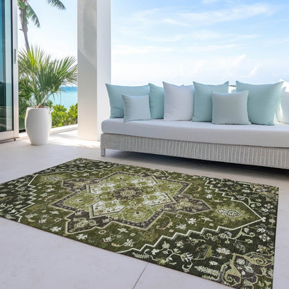 LOOMLAN Rugs Bellaya Olive Washable Indoor-Outdoor Rug