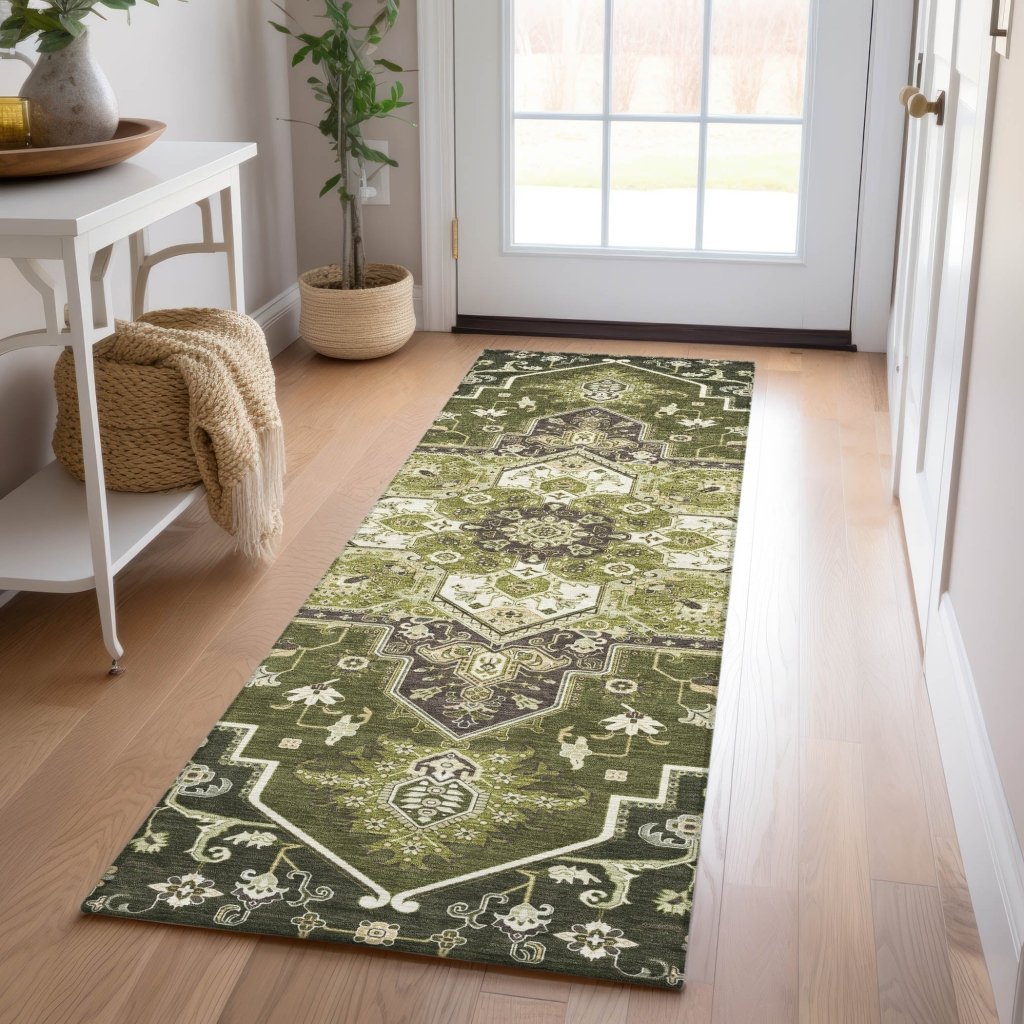 LOOMLAN Rugs Bellaya Olive Washable Indoor-Outdoor Rug