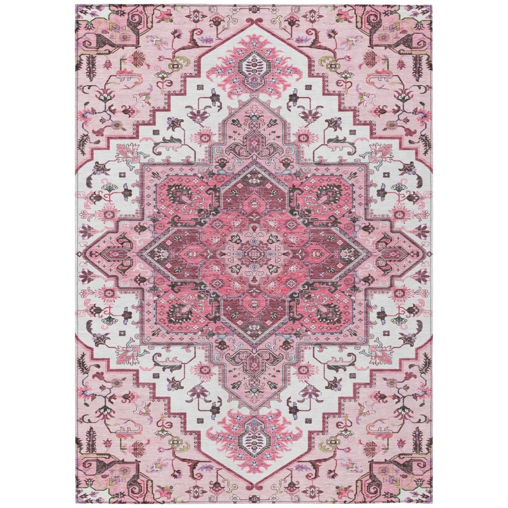 LOOMLAN Rugs Bellaya Pink Washable Indoor-Outdoor Rug