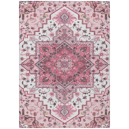 LOOMLAN Rugs Bellaya Pink Washable Indoor-Outdoor Rug