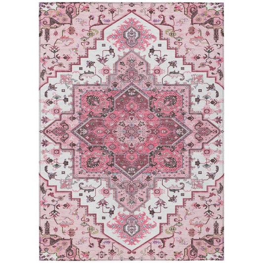LOOMLAN Rugs Bellaya Pink Washable Indoor-Outdoor Rug