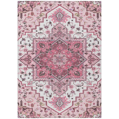LOOMLAN Rugs Bellaya Pink Washable Indoor-Outdoor Rug
