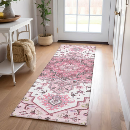 LOOMLAN Rugs Bellaya Pink Washable Indoor-Outdoor Rug