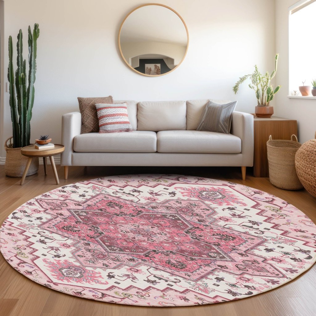 LOOMLAN Rugs Bellaya Pink Washable Indoor-Outdoor Rug