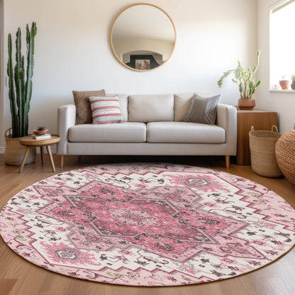 LOOMLAN Rugs Bellaya Pink Washable Indoor-Outdoor Rug