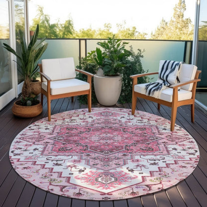 LOOMLAN Rugs Bellaya Pink Washable Indoor-Outdoor Rug