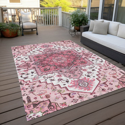 LOOMLAN Rugs Bellaya Pink Washable Indoor-Outdoor Rug