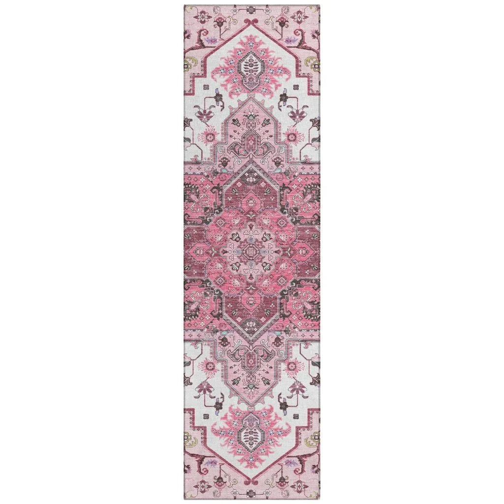 LOOMLAN Rugs Bellaya Pink Washable Indoor-Outdoor Rug