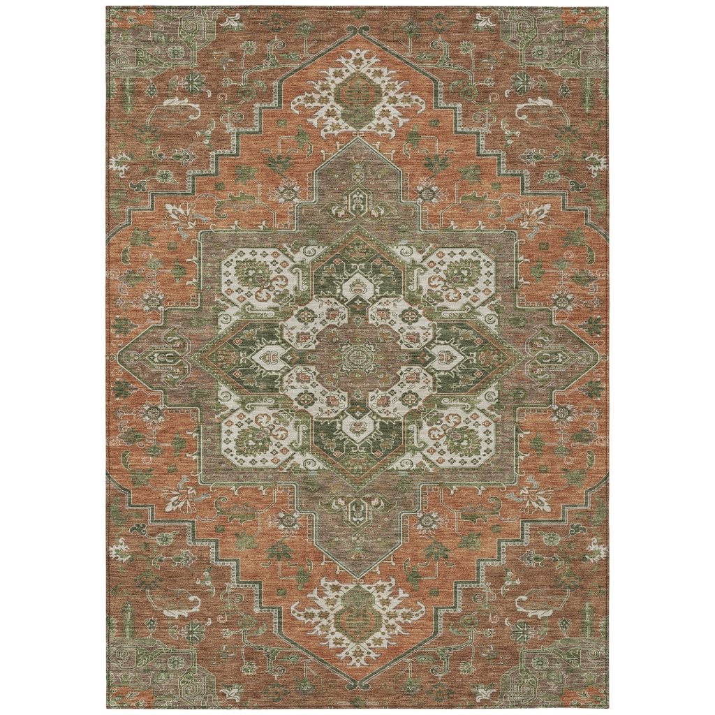 LOOMLAN Rugs Bellaya Rust Washable Indoor-Outdoor Rug