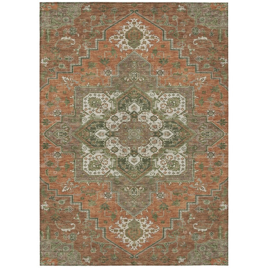 LOOMLAN Rugs Bellaya Rust Washable Indoor-Outdoor Rug