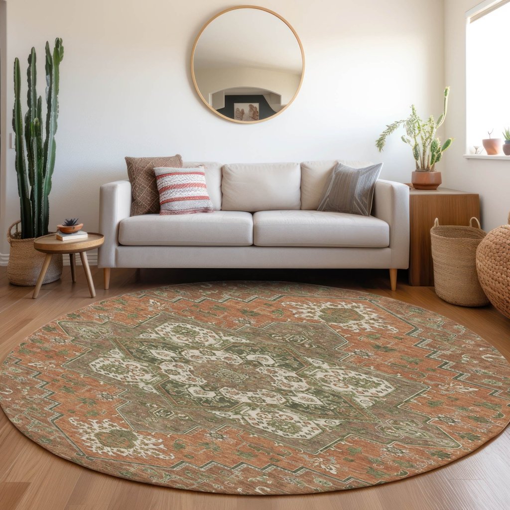 LOOMLAN Rugs Bellaya Rust Washable Indoor-Outdoor Rug
