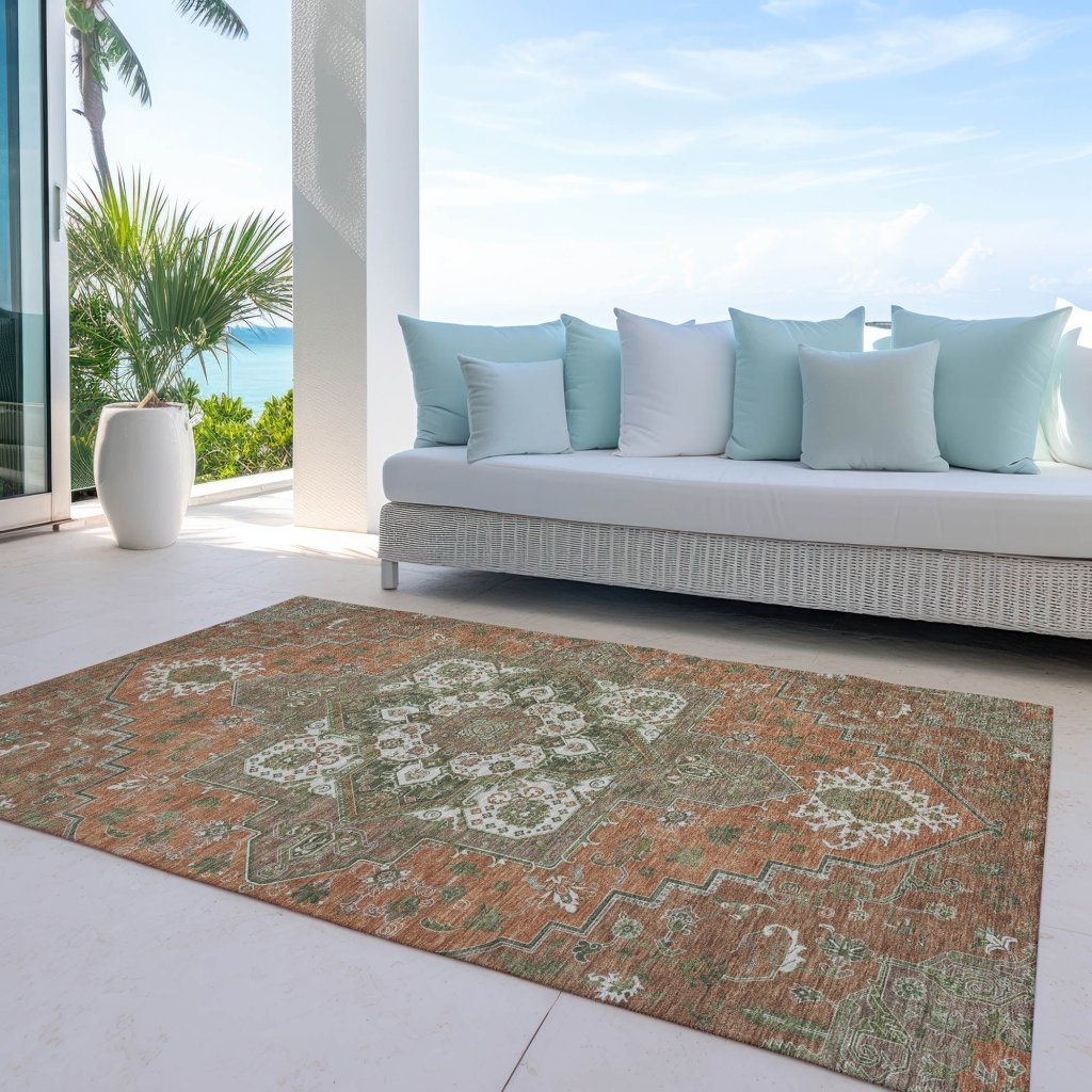 LOOMLAN Rugs Bellaya Rust Washable Indoor-Outdoor Rug