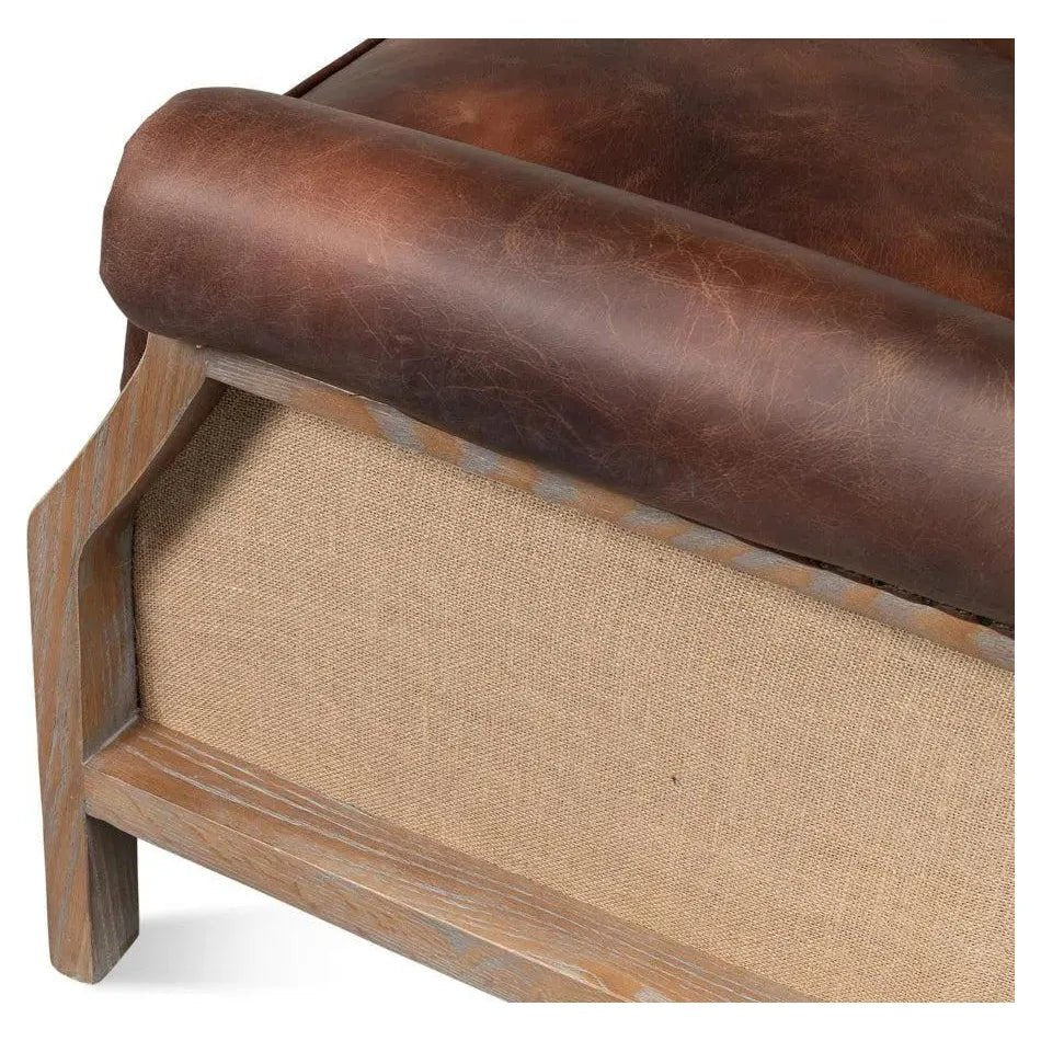 Benjamin Club Chair Brown Leather - LOOMLAN - Sarreid - Club Chairs