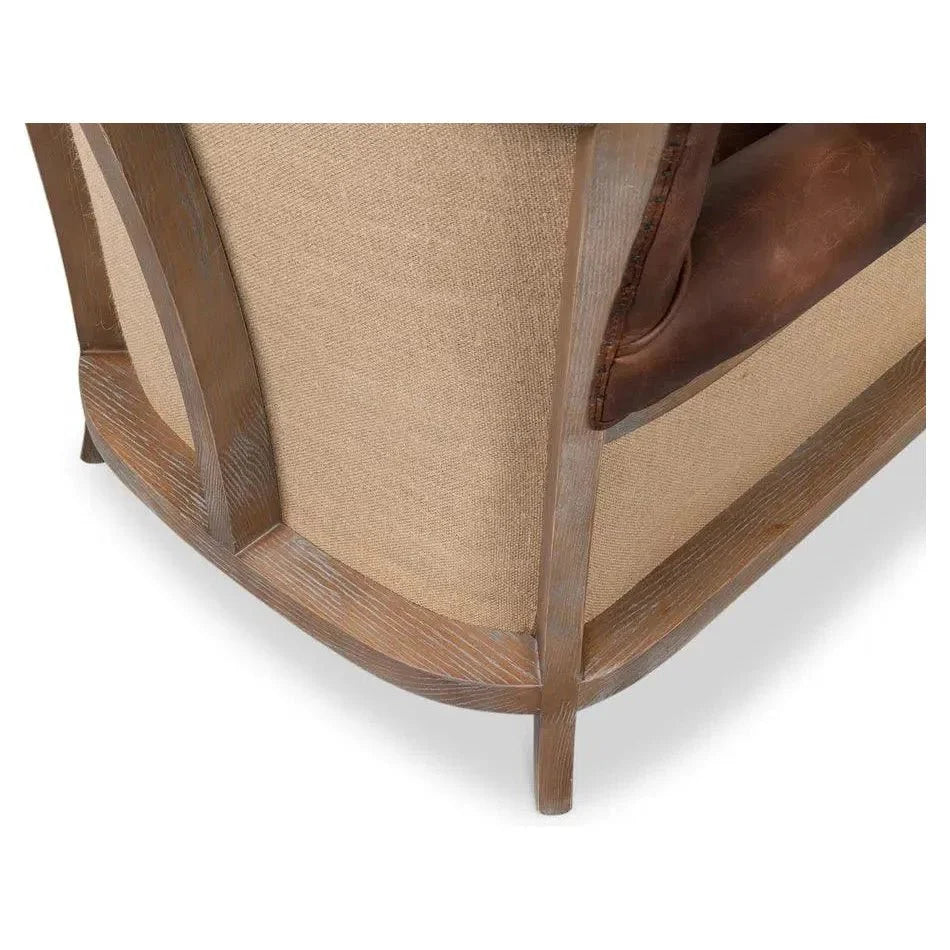 Benjamin Club Chair Brown Leather - LOOMLAN - Sarreid - Club Chairs