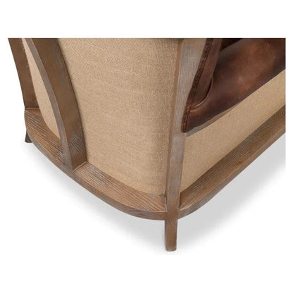 Benjamin Club Chair Brown Leather - LOOMLAN - Sarreid - Club Chairs