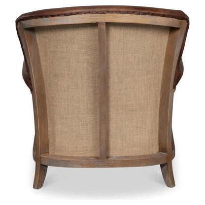 Benjamin Club Chair Brown Leather - LOOMLAN - Sarreid - Club Chairs