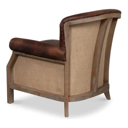 Benjamin Club Chair Brown Leather - LOOMLAN - Sarreid - Club Chairs