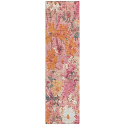 LOOMLAN Rugs Beshira Pink Washable Indoor-Outdoor Rug