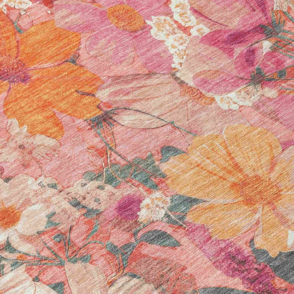 LOOMLAN Rugs Beshira Pink Washable Indoor-Outdoor Rug
