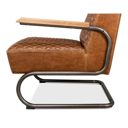Sarreid Beverly Hills Accent Chair Cuba Brown Leather