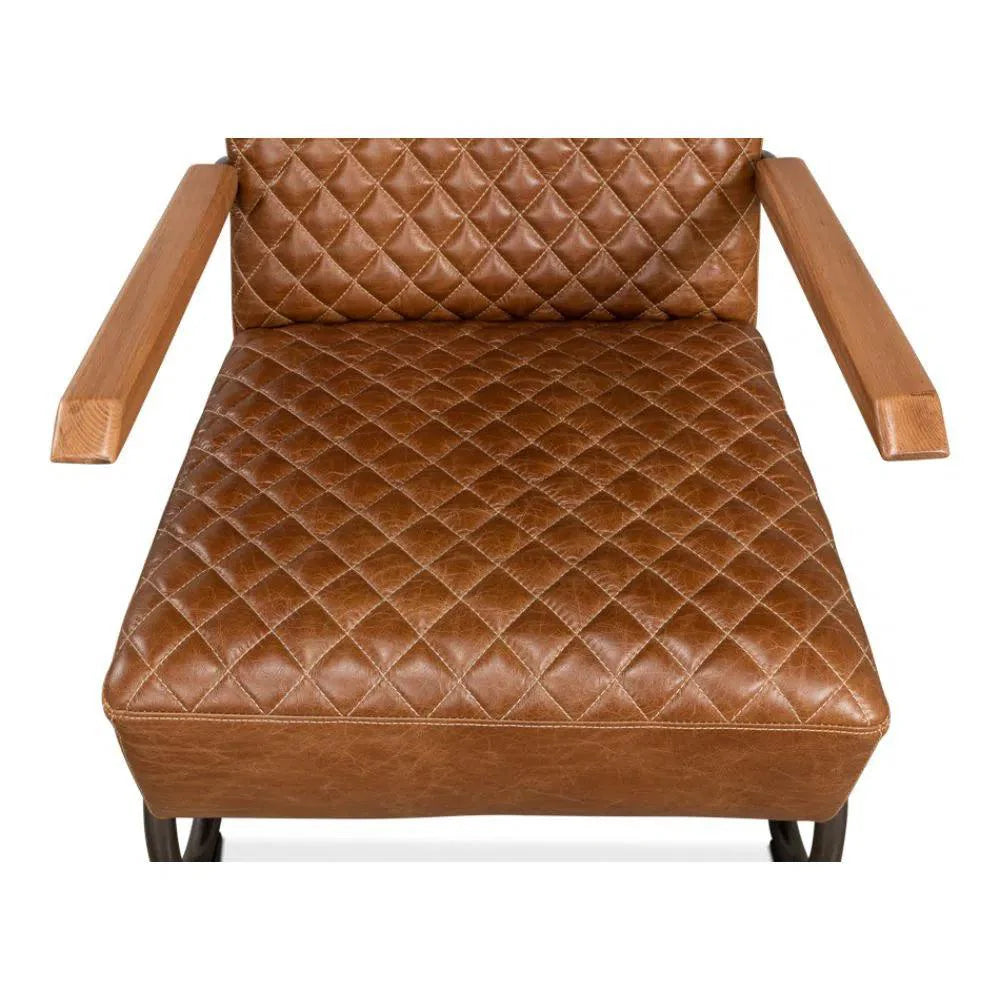 Sarreid Beverly Hills Accent Chair Cuba Brown Leather