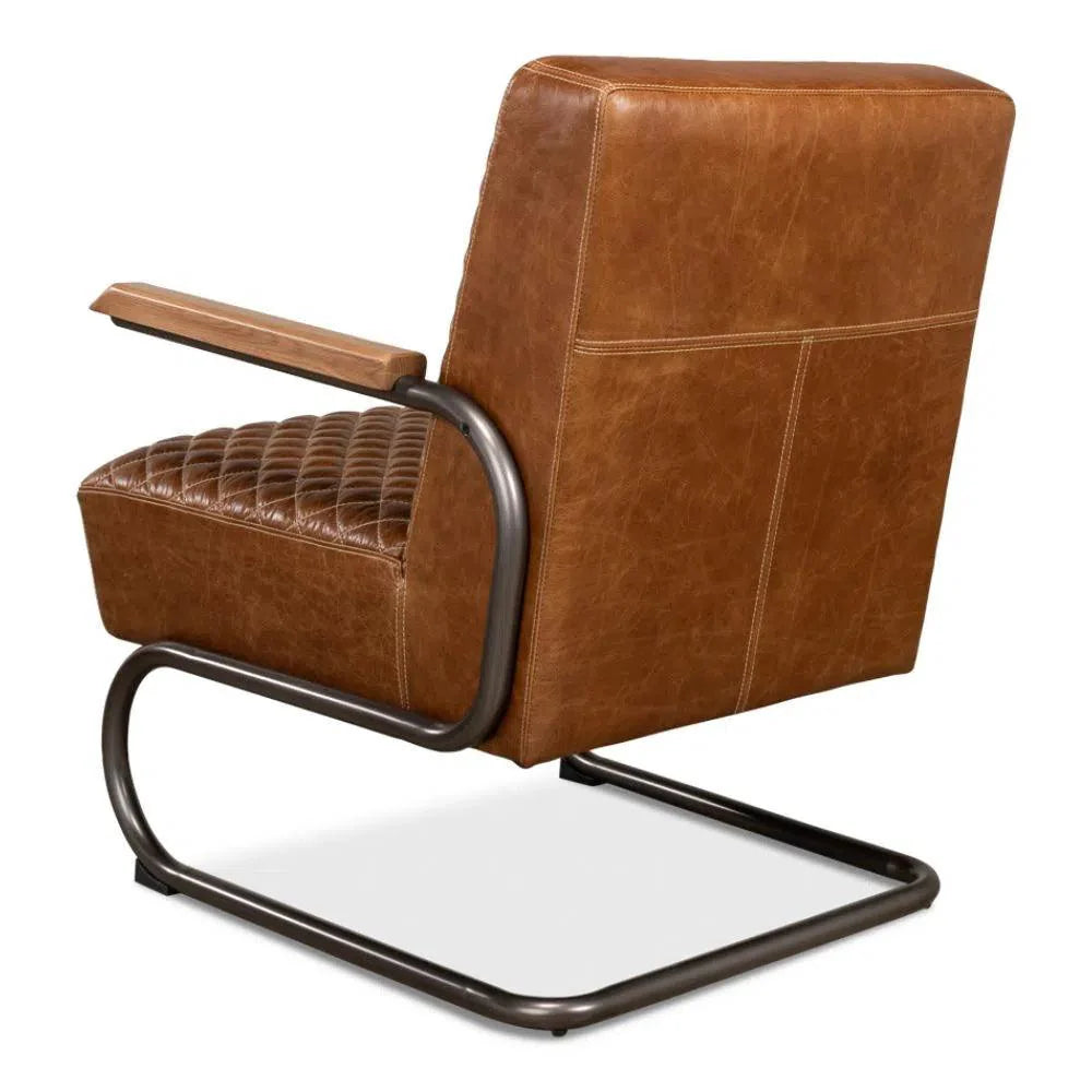 Sarreid Beverly Hills Accent Chair Cuba Brown Leather
