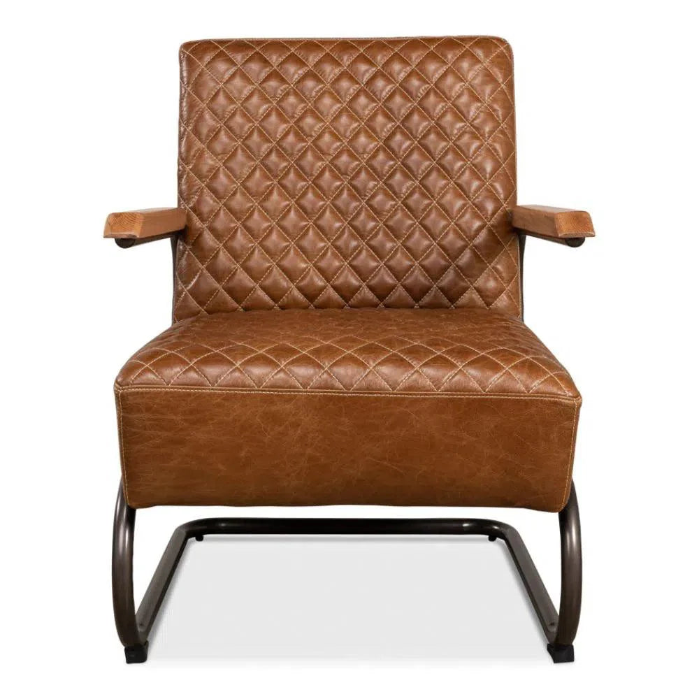 Sarreid Beverly Hills Accent Chair Cuba Brown Leather