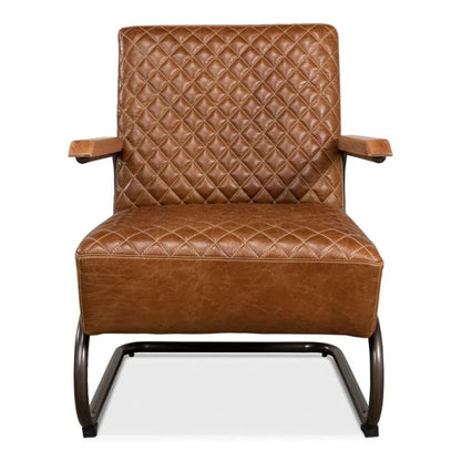 Sarreid Beverly Hills Accent Chair Cuba Brown Leather