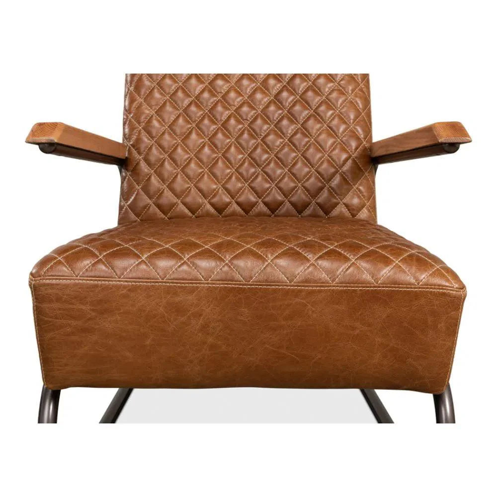 Sarreid Beverly Hills Accent Chair Cuba Brown Leather