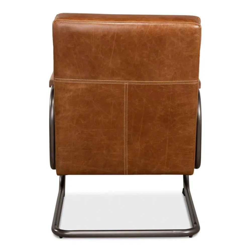 Sarreid Beverly Hills Accent Chair Cuba Brown Leather