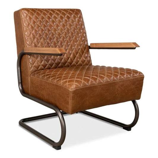 Sarreid Beverly Hills Accent Chair Cuba Brown Leather