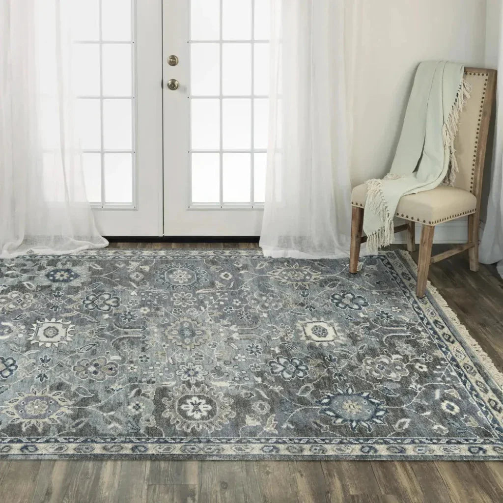 Clev Floral Gray Large Area Rugs For Living Room -- gray
