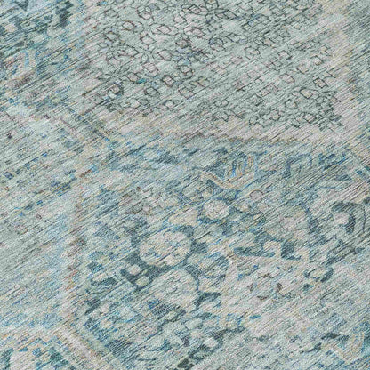 Iriius Blue Washable Indoor-Outdoor Rug