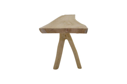 Log Natural Solid Teak Outdoor Bench -- Natural